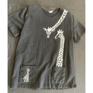 Vintage Cite Women's Giraffe Short Sleeve T-Shirt With Pockets Size Medium
